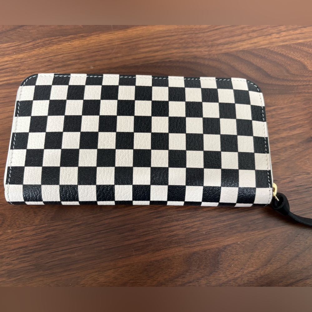 Clare V. NEW Black and White Checkered Wallet